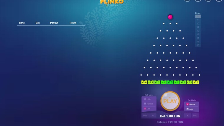 Plinko by BGaming — gameplay screenshot